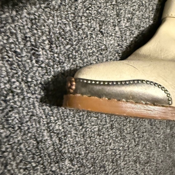 Vintage Comb Last 1970s Women's Cream Leather Boots - Picture 4 of 6